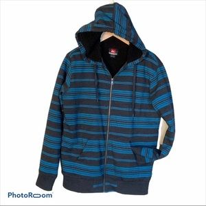 Quicksilver stripped zip up hoodie size small EUC